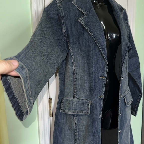 Vintage Y2K Ethyl Denim Longline A-Line Trendy 90s 00s Jacket Coat Size Medium - Picture 4 of 10